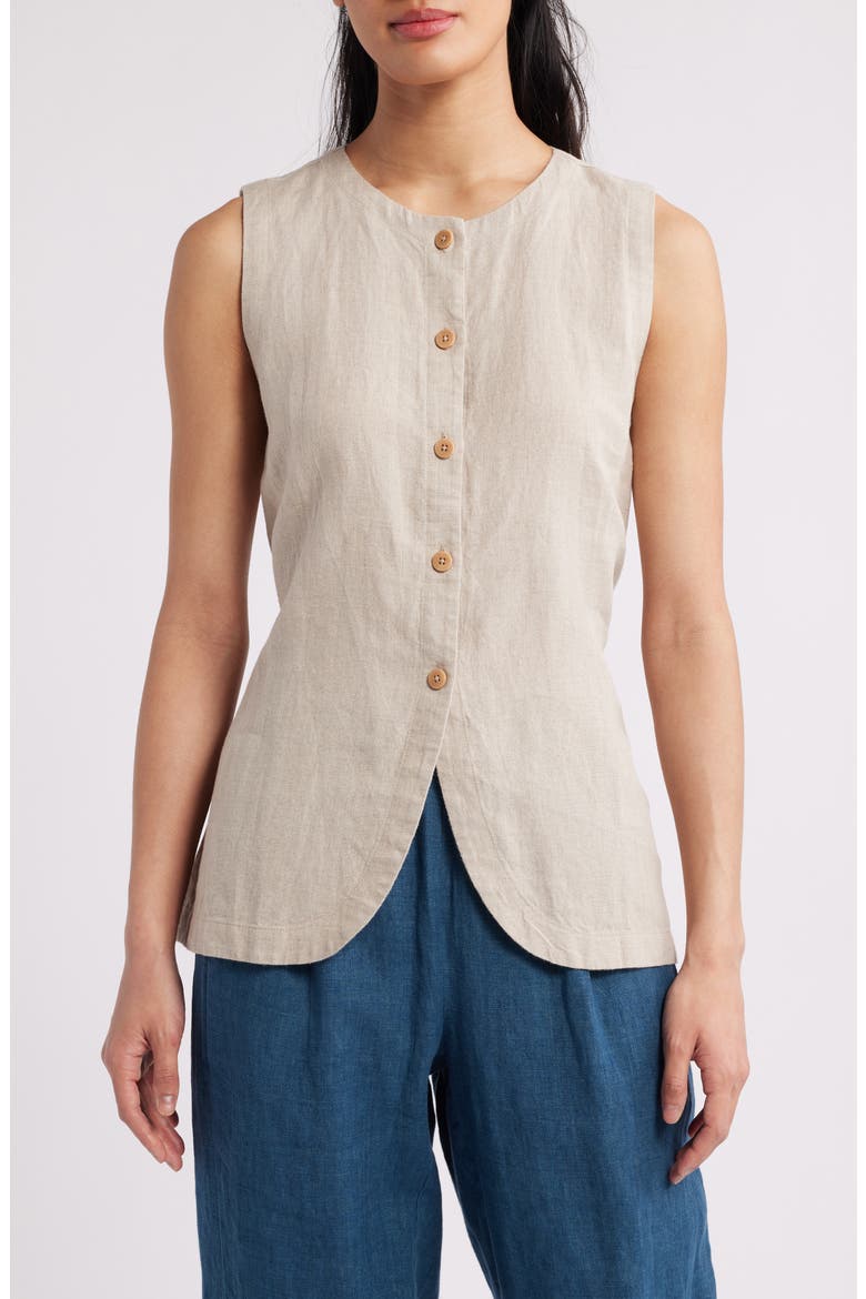 Organic Linen Long Vest, Main, color, UNDYED NATURAL