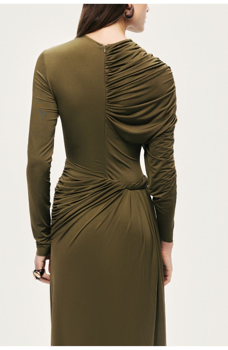 Nocturne Draped Long Sleeve Maxi Dress, Alternate, color, Olive Green