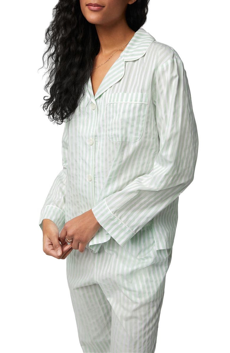 BedHead Pajamas 3D Stripe Organic Cotton Sateen Pajamas, Alternate, color, Mint 3D Stripe