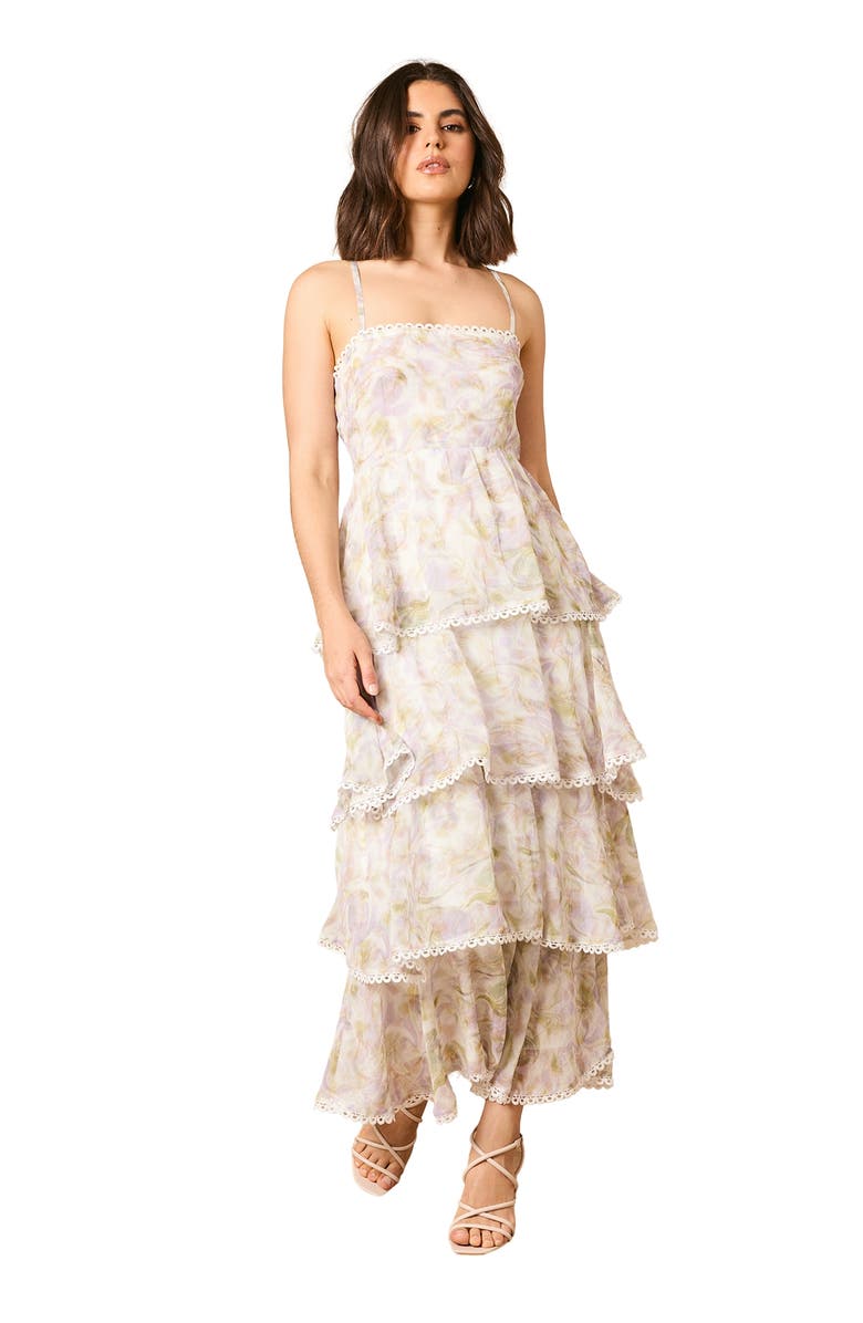 Oasis Tiered Spaghetti Strap Maxi Dress, Main, color, Ivory