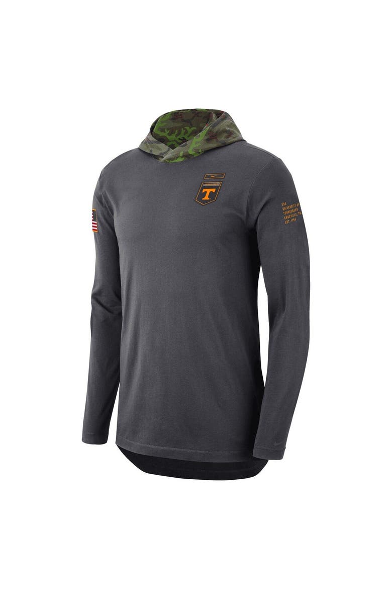 Men's Nike Anthracite Tennessee Volunteers Military Long Sleeve Hoodie T-Shirt, Alternate, color, Anthracite