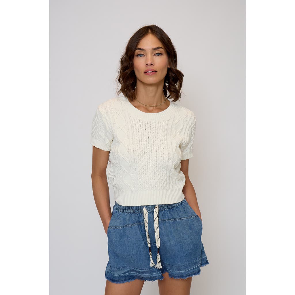 Central Park West Junie Cable Tee In White