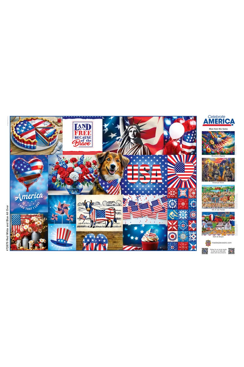Red White & Blue All Over 1000pc Puzzle, Alternate, color, Multicolor