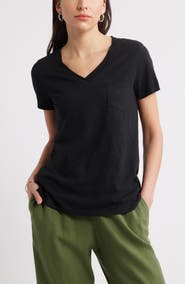 Caslon® Cotton & Modal V-Neck T-Shirt
