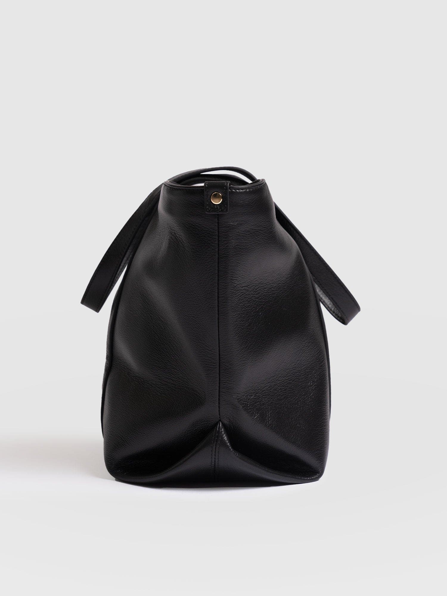 Saint + Sofia Kara Shopper Bag, Alternate, color, Black Leather