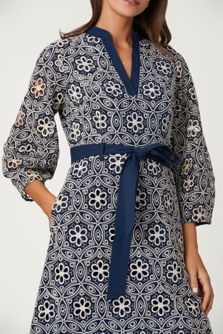 Medallion Cotton Eyelet Ralston Dress, Alternate, color, Navy/Ivory