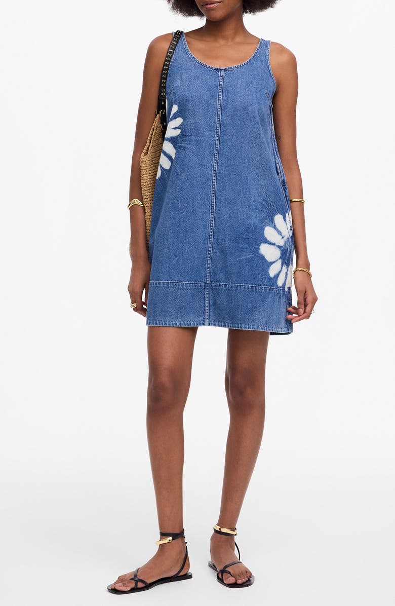 Madewell Shibori Scoop Neck Denim Mini Sundress, Main, color,