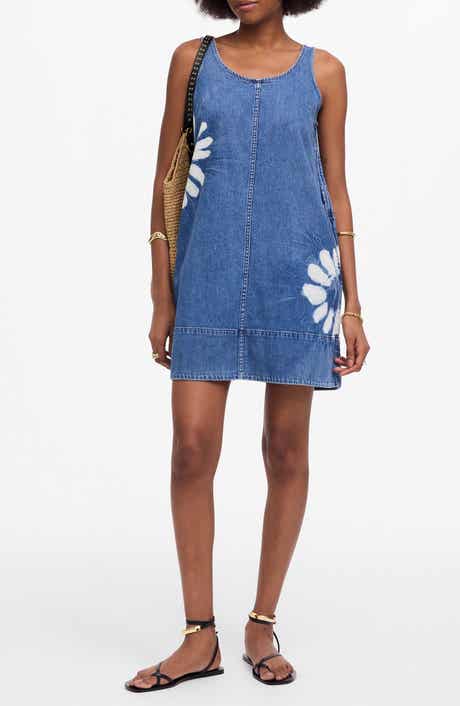 Madewell Shibori Scoop Neck Denim Mini Sundress