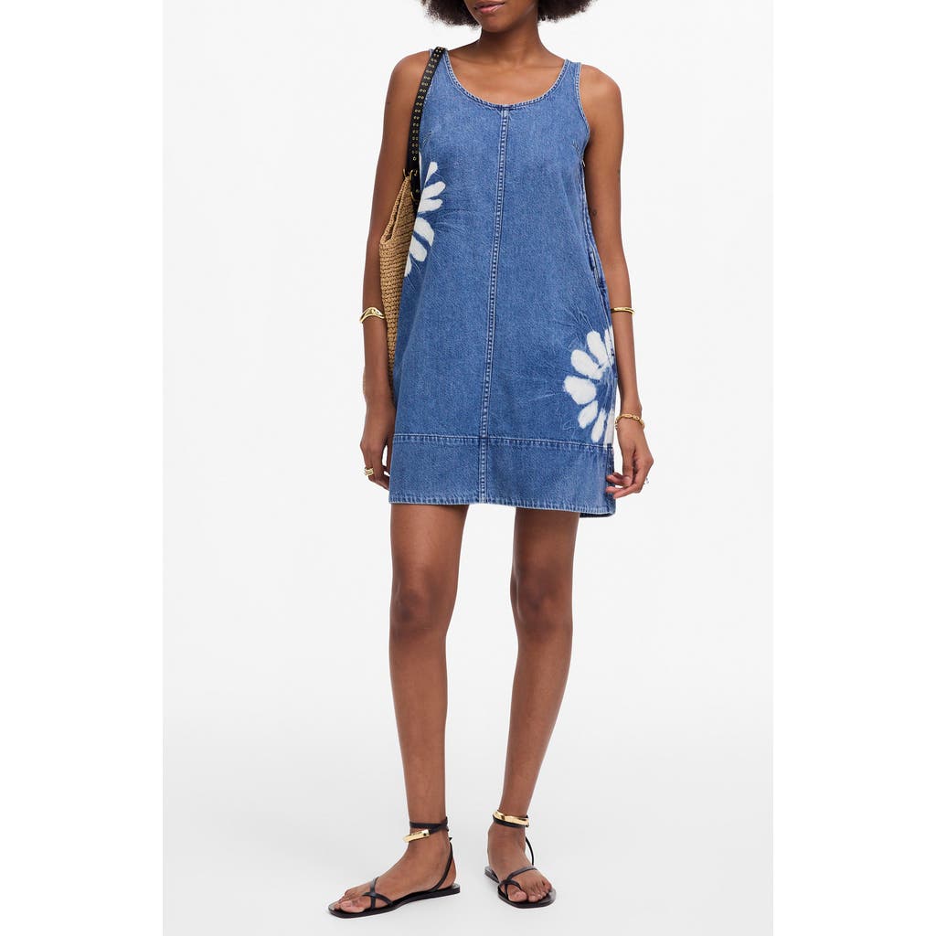 Madewell Shibori Scoop Neck Denim Mini Sundress In Blue