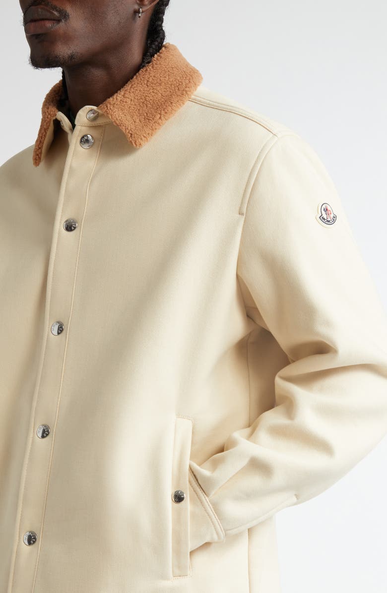Moncler Teddy Collar Cotton Shirt Jacket, Alternate, color, 