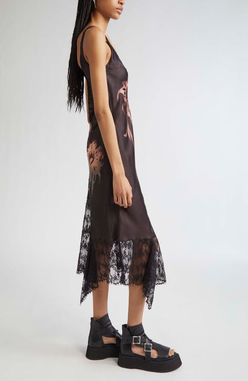 Collina Strada Stone Flower Drip Anemone Satin & Lace Tank Dress In Pink
