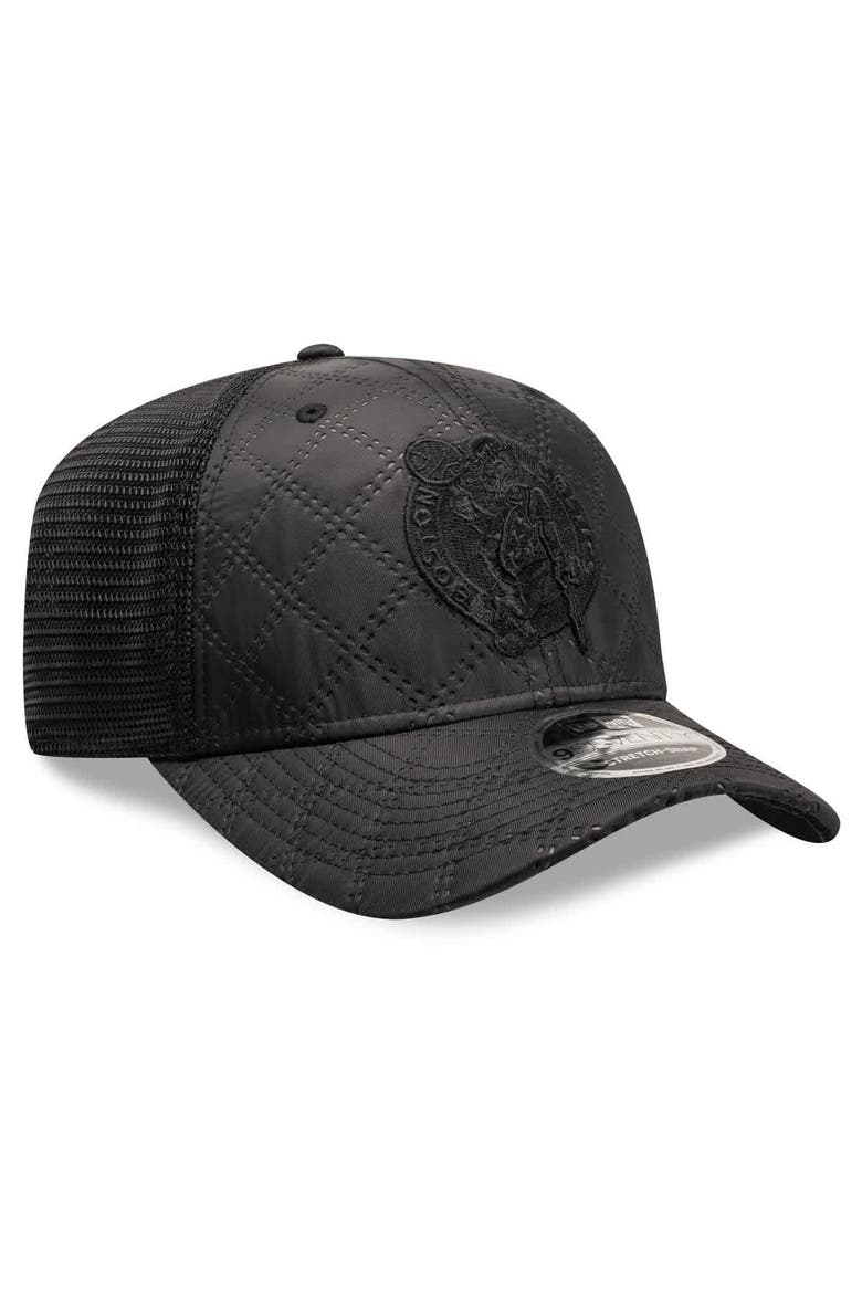 Men's New Era  Black Boston Celtics Quilted 9SEVENTY Trucker Adjustable Hat, Alternate, color, Black