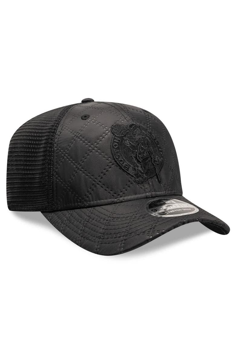 New Era Men
s New Era  Black Boston Celtics Quilted 9SEVENTY Trucker Adjustable Hat, Alternate, color, Black