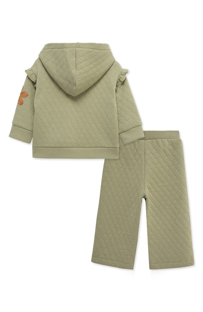 Little Me Flower Zip Hoodie & Sweatpants Set, Alternate, color, Green