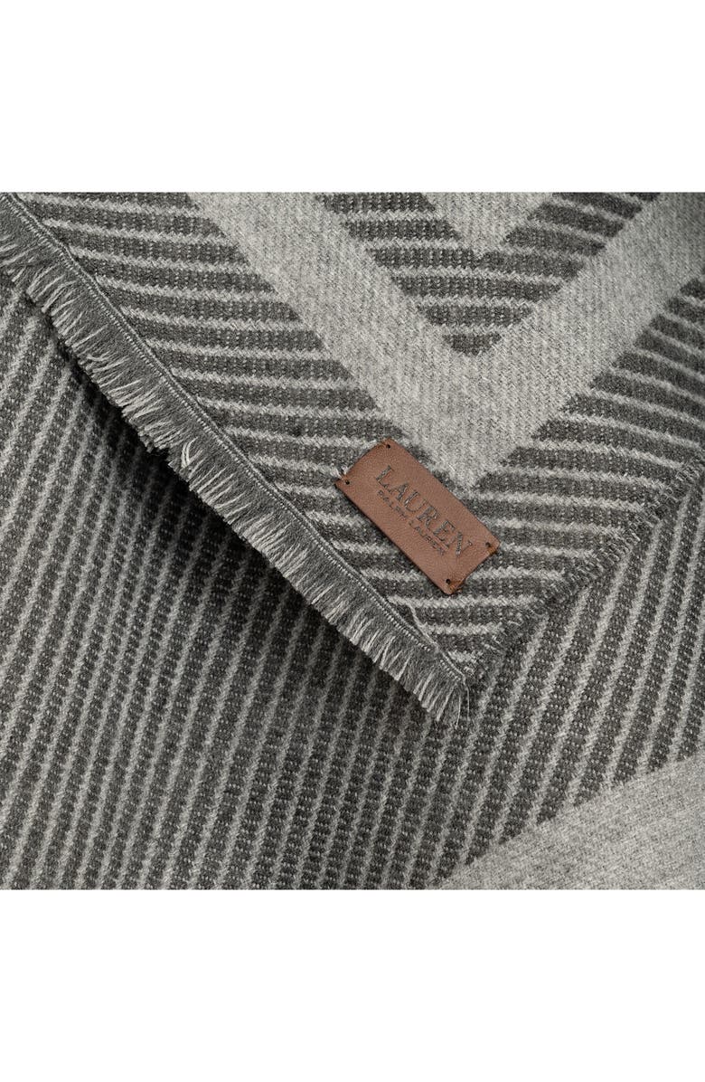 Lauren Ralph Lauren Border Stripe Ruana, Alternate, color, Med Grey Heather/ Charcoal