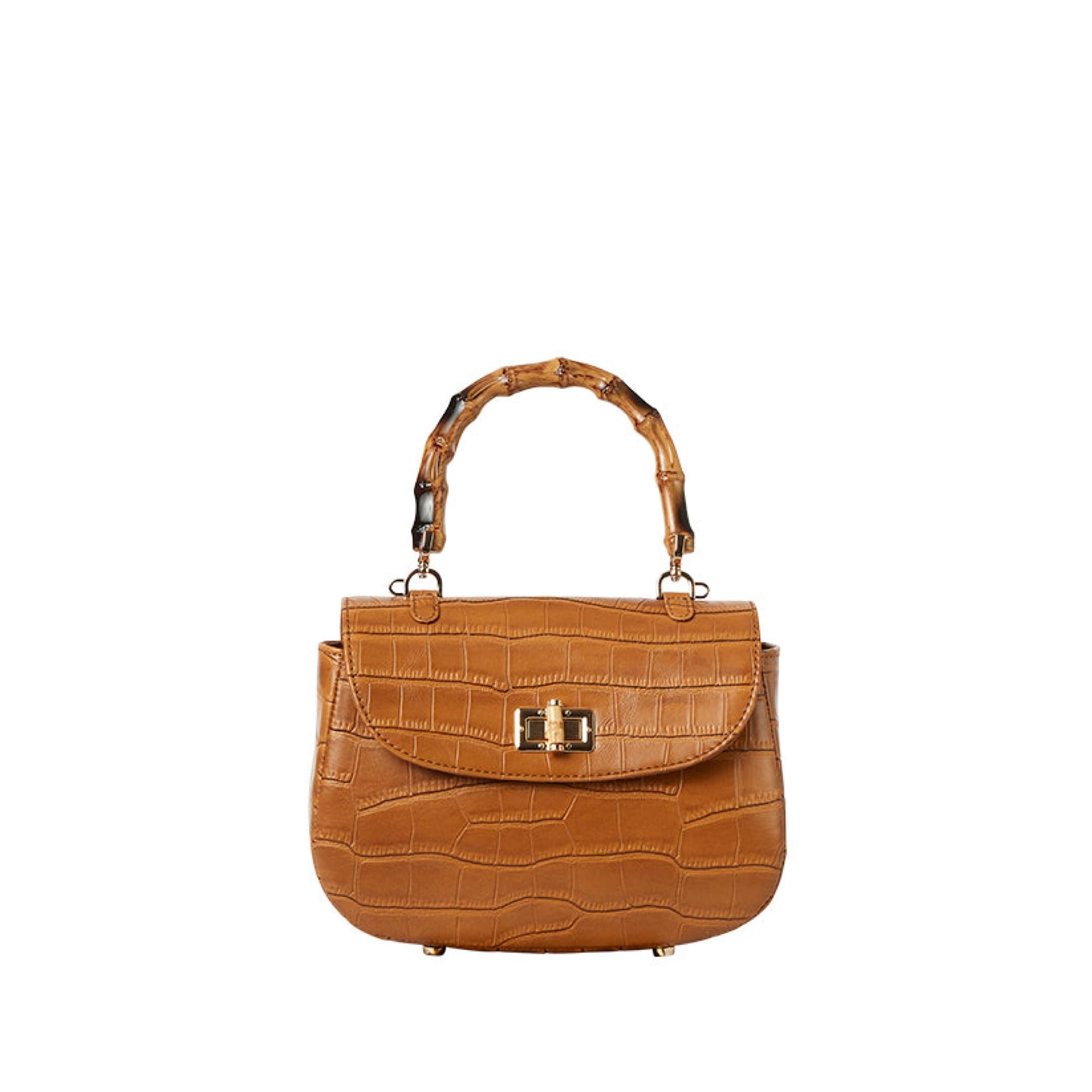 The Chloe Leather Handbag, Main, color, Brown Croc