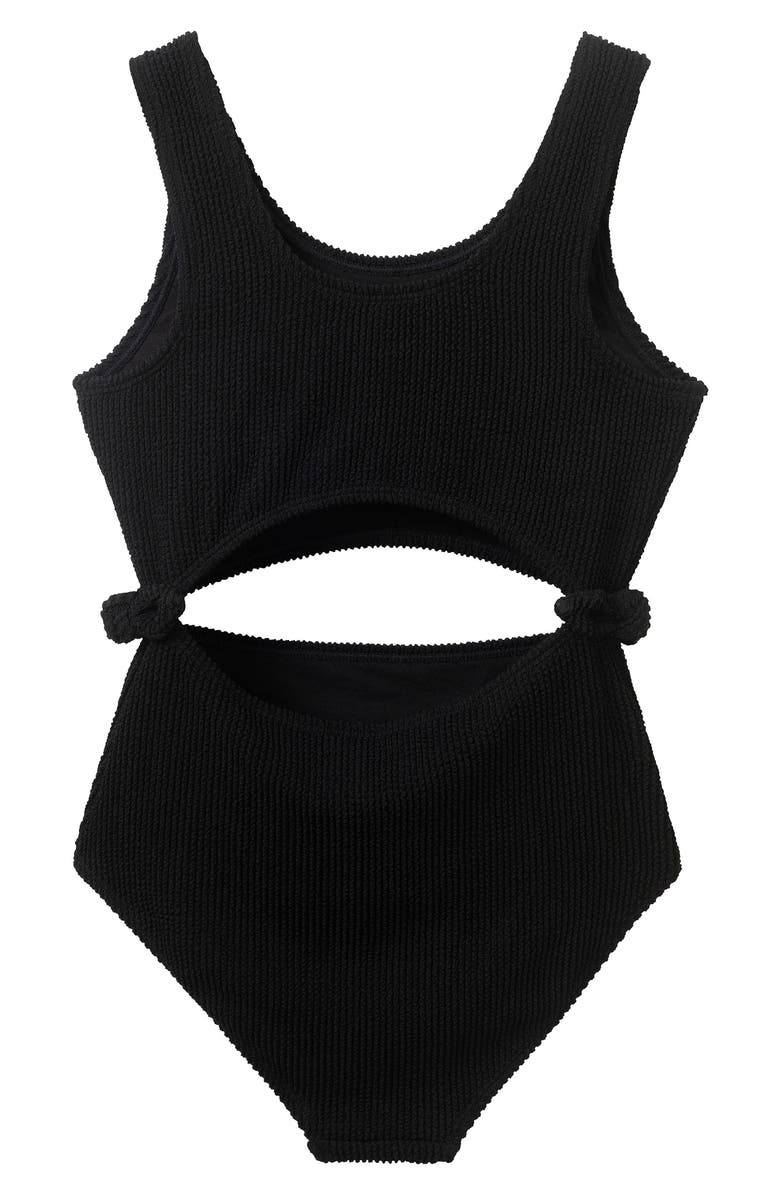 Andy & Evan Kids' Cutout Crinkle One-Piece Swimsuit, Alternate, color, Black