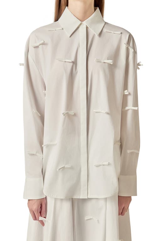 English Factory Bow Detail Tunic Shirt In White