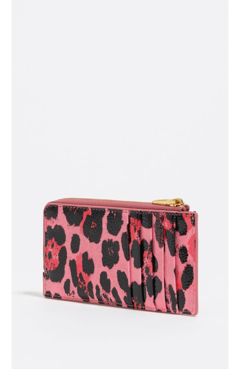 Bimba y Lola Medium Textured Shiny Leopard Print Card Holder/Coin Wallet, Alternate, color, Leopard Strawberry
