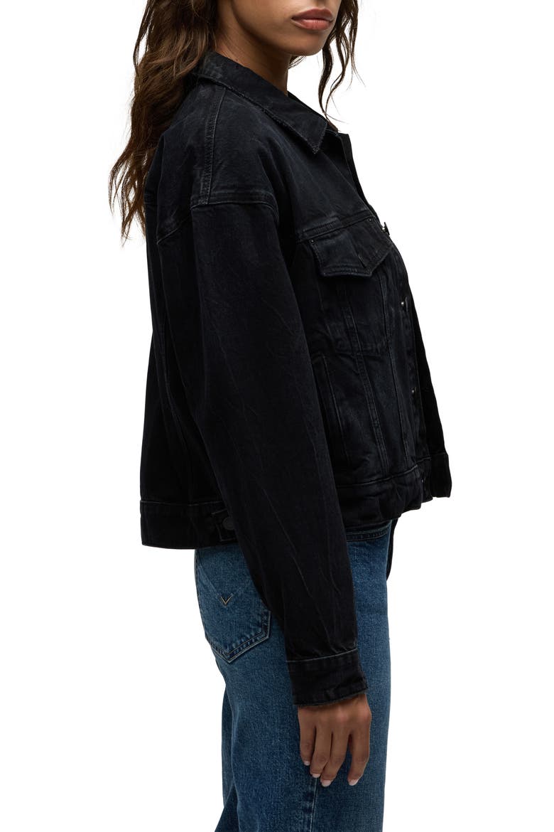 Brea Swing Trucker Jacket, Alternate, color, BLACK THUNDER