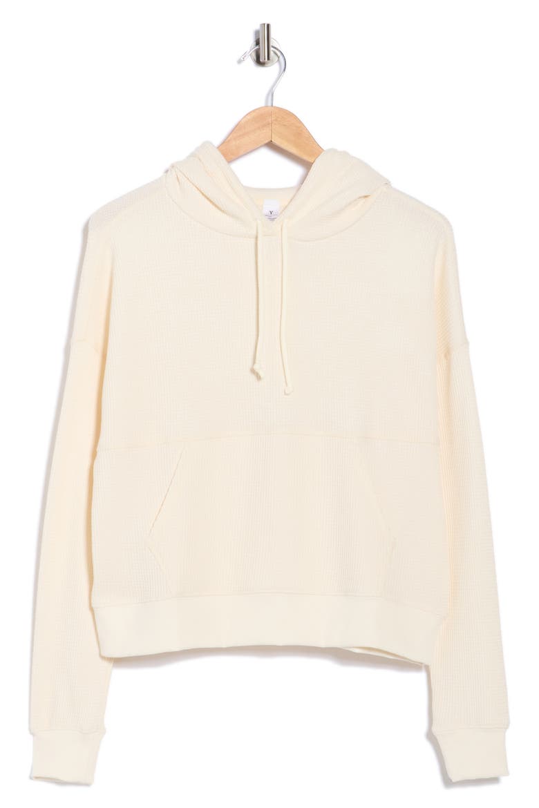 Brushed Waffle Knit Hoodie, Alternate, color, WHITE DOVE