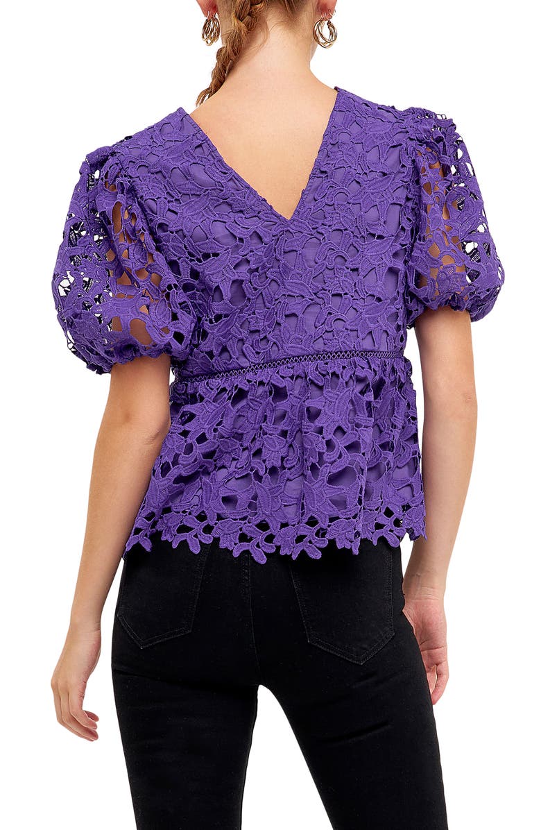 Endless Rose Puff Sleeve Floral Lace Top, Alternate, color, 