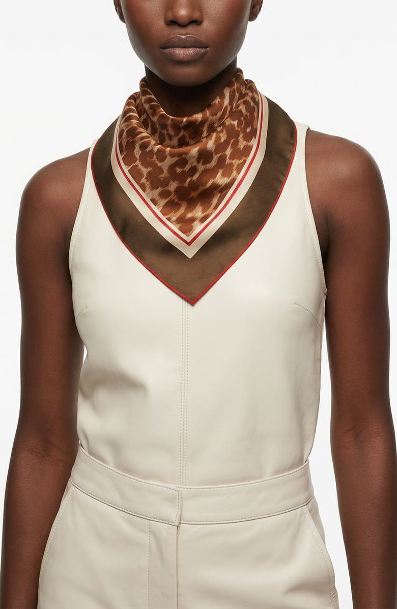 Jessie Zhao New York Leopard Allure Double Sided Silk Scarf, Alternate, color, Brown