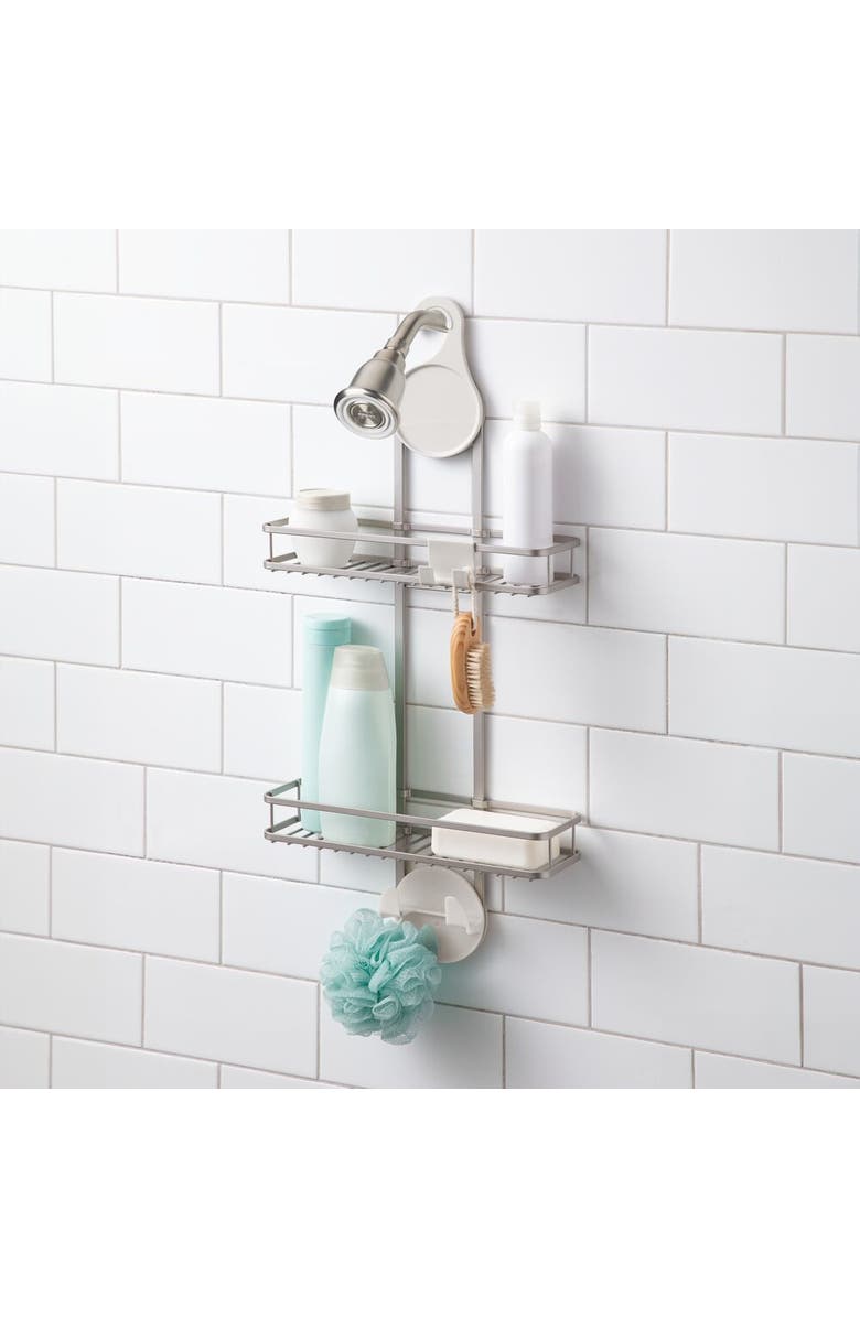 iDesign Hanging Shower Caddy with Accessory Hooks - Satin, Alternate, color, Satin