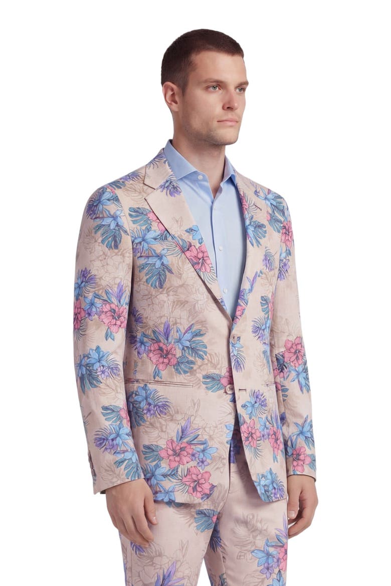 Exotic Floral Mens Tailored Blazer, Alternate, color, EXOTIC FLORAL NEUTRAL