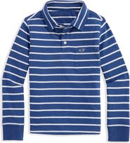 vineyard vines Kids' Surf Stripe Long Sleeve Cotton Pocket Polo