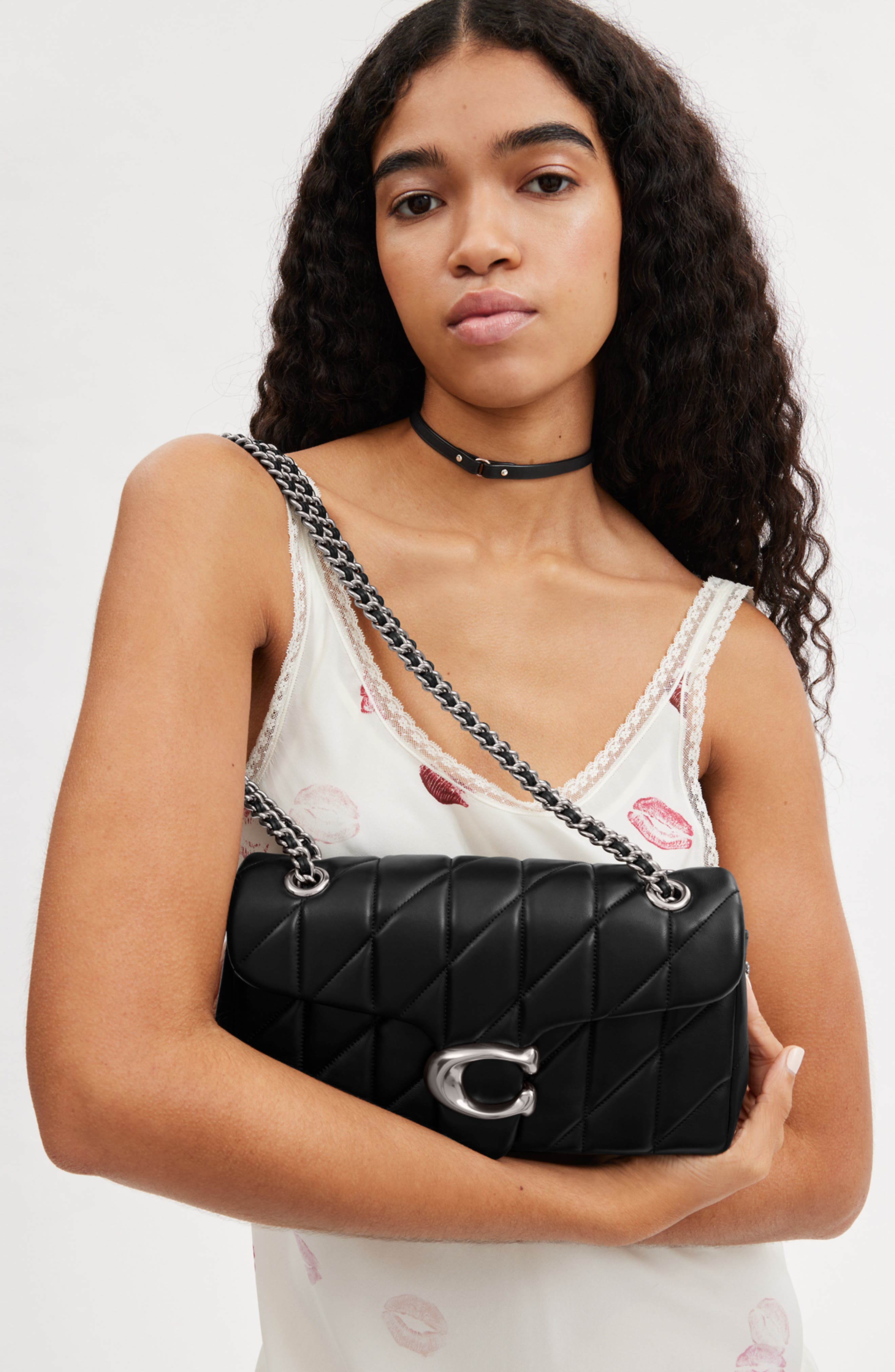 COACH Tabby 26 Quilted Leather Convertible Crossbody Bag, Alternate, color, Silver/Black