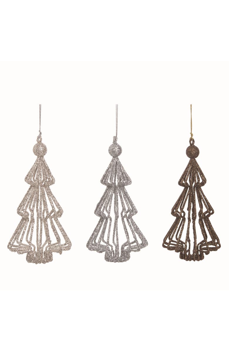 Transpac Metal Dimensional Ornament Set of Three Christmas Decor, Main, color, 
