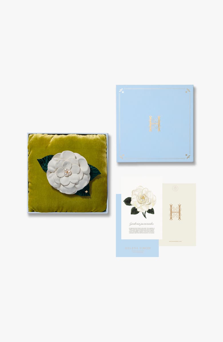 Helena Simon The Small White Gardenia Floral Brooch, Alternate, color, White