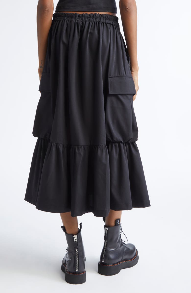 R13 Gathered Cargo Midi Skirt, Alternate, color, Black