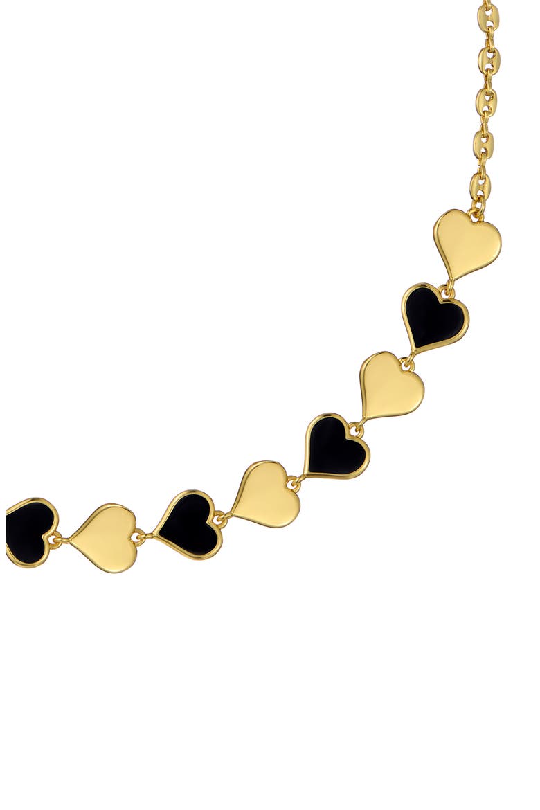 Halston Enamel Heart Chain Necklace, Alternate, color, GOLD TONE BLACK