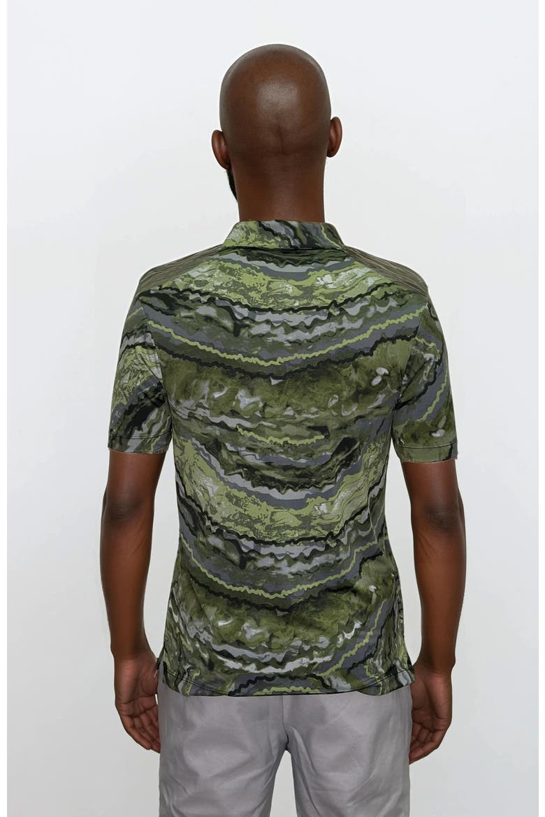 Wrinkle Resistant 3 Button Green Marble Polo Shirt, Alternate, color, Green Multi