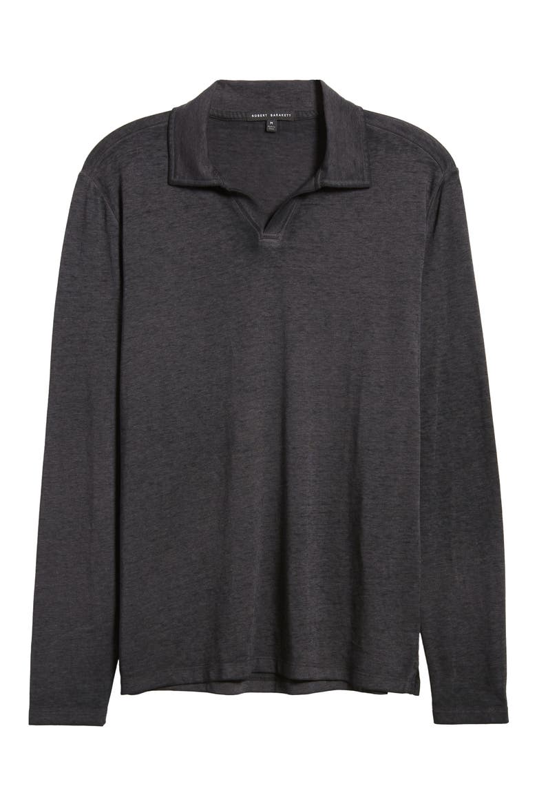 Val Johnny Collar Long Sleeve Polo, Alternate, color, BLACK
