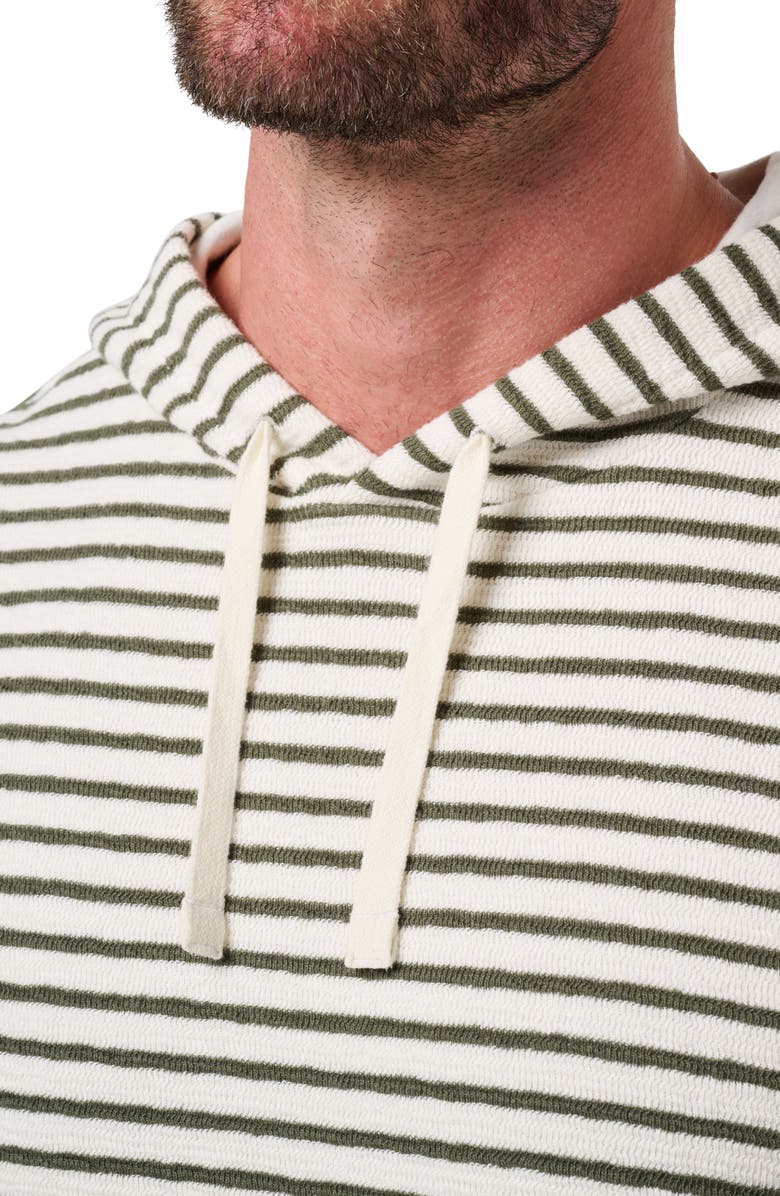 TravisMathew Shark Warning Stripe Cotton Blend Hoodie, Alternate, color, Dark Olive