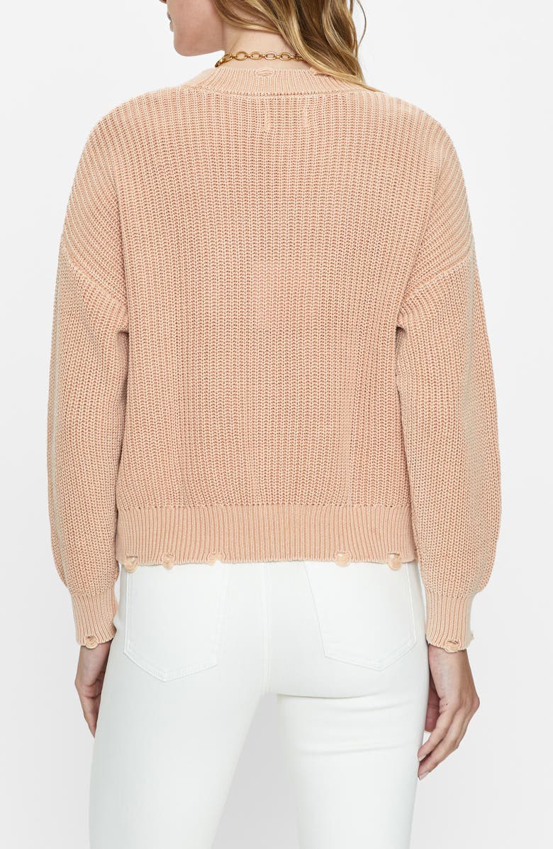 Pistola Eva Distressed Cotton Shaker Stitch Crewneck Sweater, Alternate, color, 