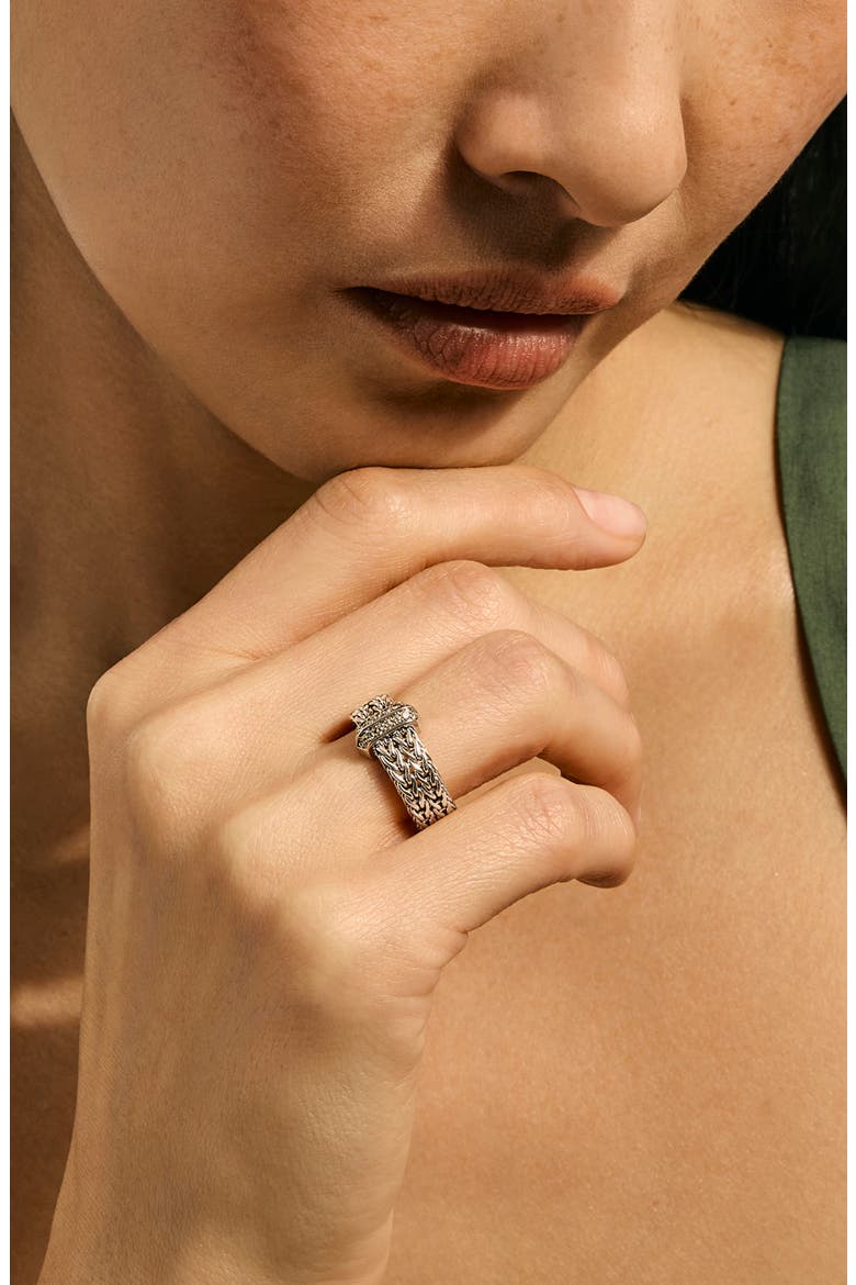 Icon Pavé Diamond Ring, Alternate, color, SILVER
