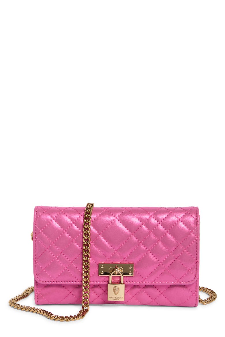 Leather Wallet on a Chain, Main, color, FUCHSIA