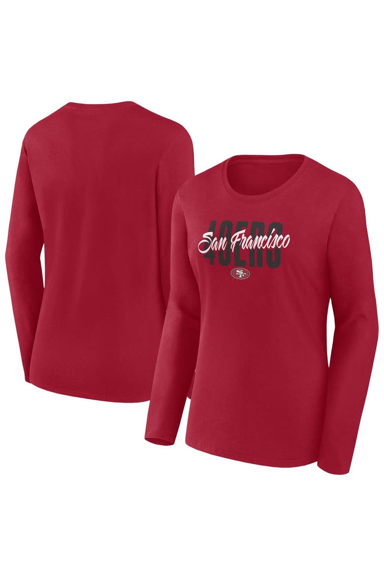 Women's Fanatics Scarlet San Francisco 49ers Long Sleeve Scoop Neck T-Shirt, Main, color, Scarlet