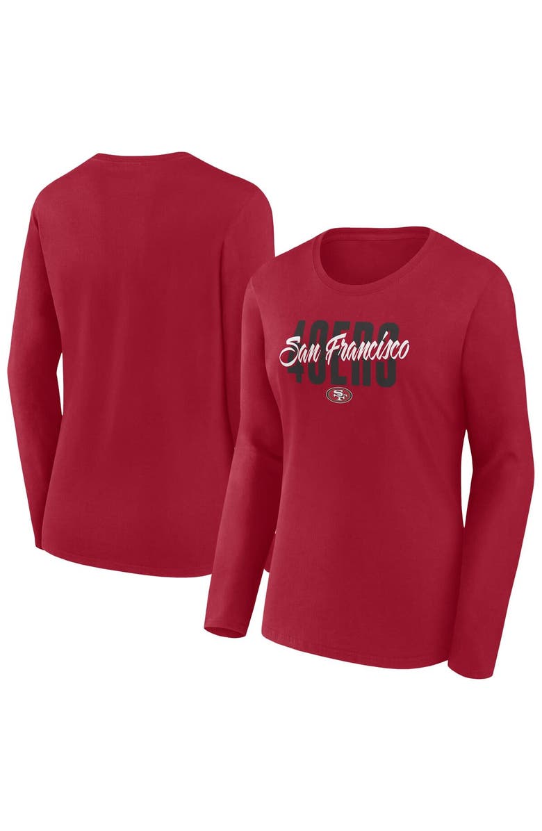 FANATICS Women's Fanatics Scarlet San Francisco 49ers Long Sleeve Scoop Neck T-Shirt, Main, color, Scarlet