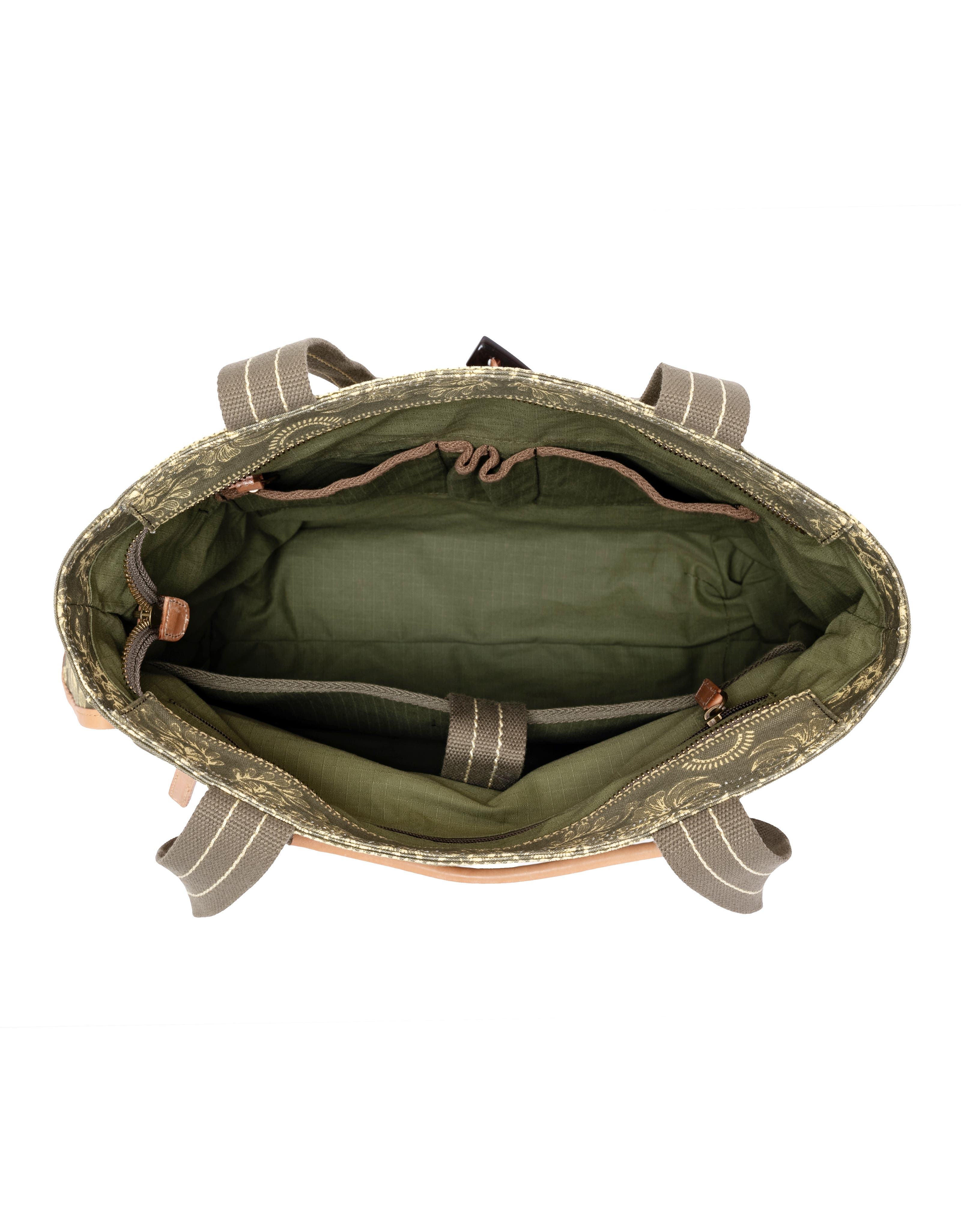 TSD Brand Valley and Sky Spacious Adventure Tote, Alternate, color, Olive Cream