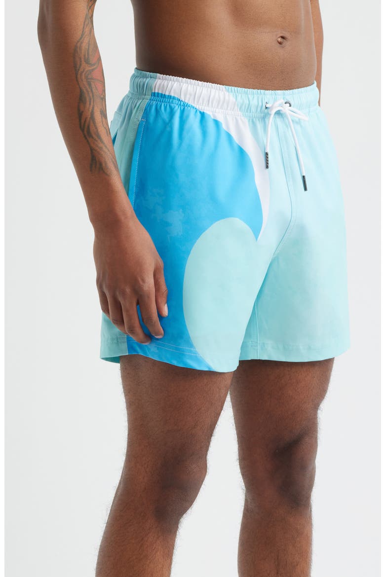 '90s Wave Swim Trunks, Alternate, color, DARK BLUE