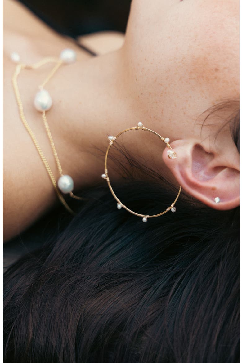 Selia Hoops, Alternate, color, 14K Gold Filled / Pearl