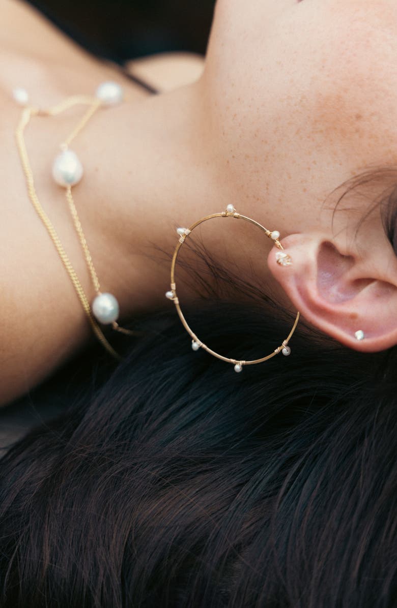 ALBISIA Selia Hoops, Alternate, color, 14K Gold Filled / Pearl