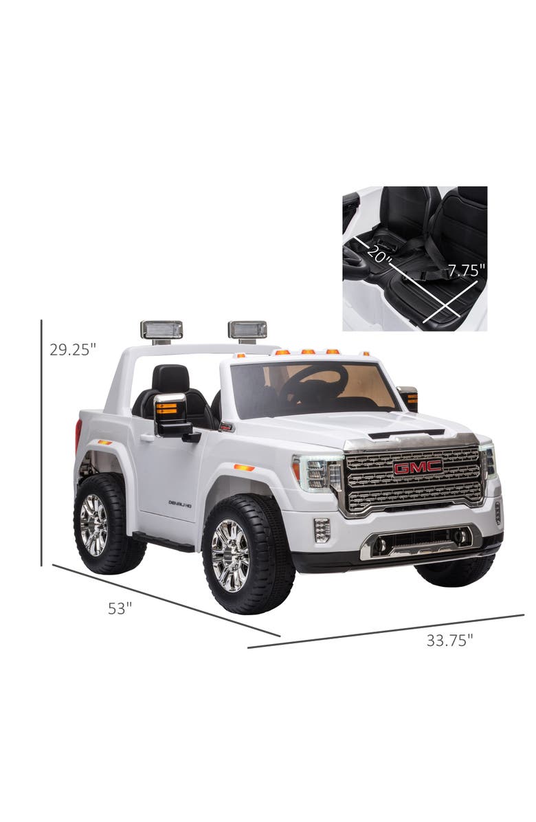 Aosom 12V Licensed GMC Sierra HD Ride on Truck with Remote Control, Four Wheel Suspension, Alternate, color, White