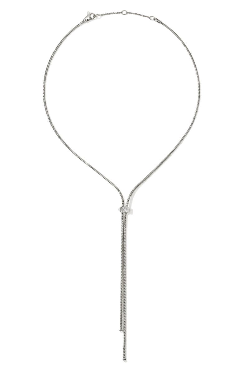 John Hardy Icon Stud Lariat Necklace, Sterling Silver, Diamonds, Alternate, color, Silver