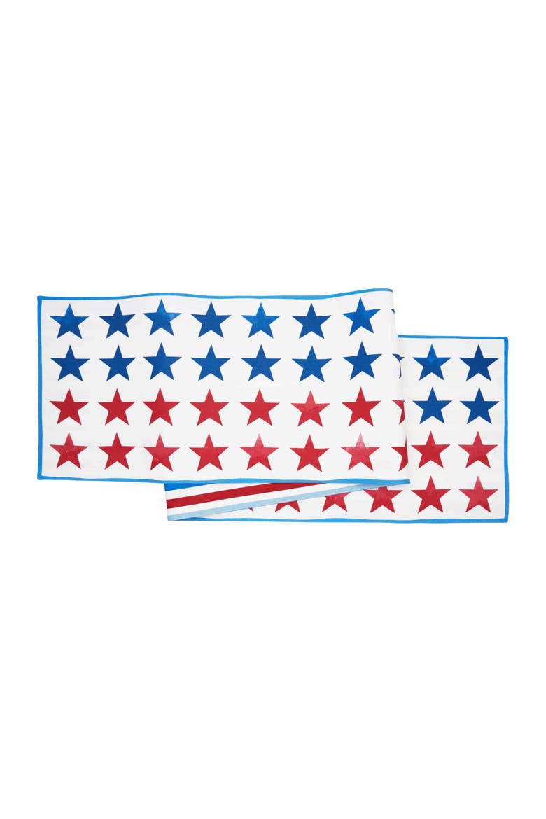 Red White & Pow 100% Cotton Table Runner 14" x 72", Main, color, Blue